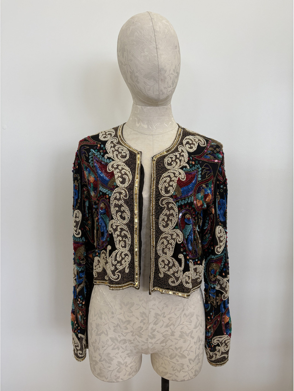 Silk and Sequin Multicolor Bolero Jacket